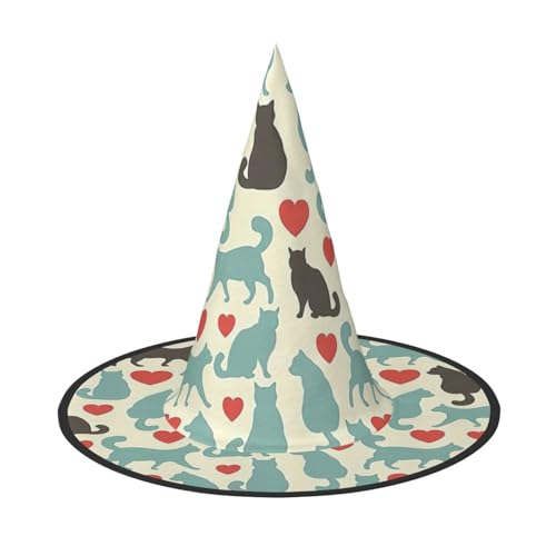 BREAUX Happy Walking Kitty Druck Halloween Hexe und Zauberer Hut Hexenkostüm für Themendekoration Halloween Party BREAUX Happy Walking Kitty Druck Halloween Hexe und Zauberer Hut Hexenkostüm für Themendekoration Halloween Party von BREAUX