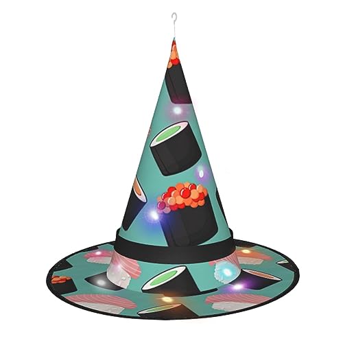 BREAUX Hexenhut mit Sushi-Essen-Muster, Halloween-Dekohut, LED-beleuchtet, hängbar, für den Außenbereich, Terrasse, Baum von BREAUX