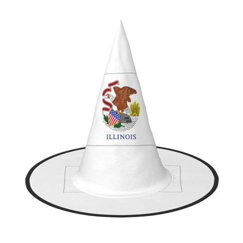 BREAUX Illinois State Flag Print Halloween Hexe und Zauberer Hut Hexenkostüm für Themendekoration Halloween Party von BREAUX