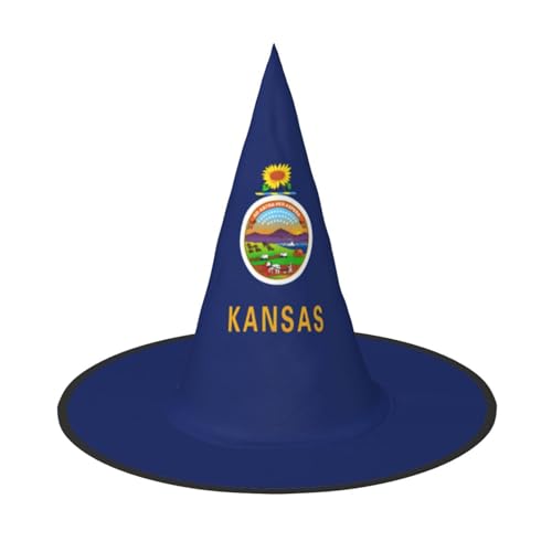 BREAUX Kansas State Flag Print Halloween Hexe und Zauberer Hut Hexenkostüm für Themendekoration Halloween Party von BREAUX