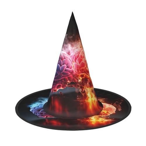 BREAUX Linkes und rechtes Gehirn-Vorteilsdruck, Halloween-Hexen- und Zaubererhut, Hexenkostüm für Themendekoration, Halloween-Party von BREAUX