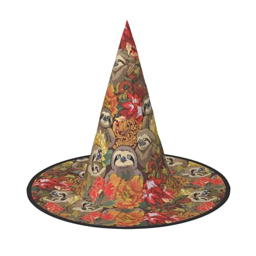 BREAUX Lustiger Faultier-Druck, Halloween-Hexe und Zaubererhut, Hexenkostüm für Themendekoration, Halloween-Party von BREAUX