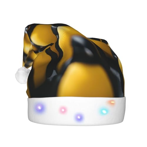 BREAUX Pinguin-Druck Flanell Weihnachtsmannmützen Unisex Weihnachten Nikolausmütze mit LED-Lichtern Plüschmütze BREAUX Pinguin-Druck Flanell Weihnachtsmannmützen Unisex Weihnachten Nikolausmütze mit LED-Lichtern Plüschmütze von BREAUX