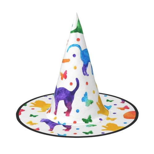 BREAUX Schmetterling Polka Dot und Katze Druck Halloween Hexe und Zauberer Hut Hexenkostüm für Themendekoration Halloween Party BREAUX Schmetterling Polka Dot und Katze Druck Halloween Hexe und Zauberer Hut Hexenkostüm für Themendekoration Halloween Party von BREAUX