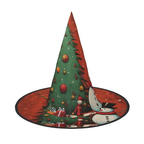 BREAUX Schneemann Weihnachtsbaum Druck Halloween Hexe und Zauberer Hut Hexenkostüm für Themendekoration Halloween Party von BREAUX
