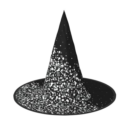 BREAUX Schwarz-weißes Glitzer-Druck, Halloween-Hexen- und Zaubererhut, Hexenkostüm für Themendekoration, Halloween-Party von BREAUX