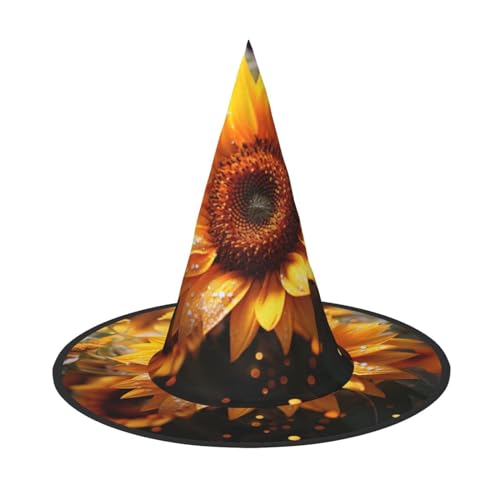 BREAUX Sonnenblumen-Schönheitsdruck, Halloween-Hexen- und Zaubererhut, Hexenkostüm für Themendekoration, Halloween-Party von BREAUX