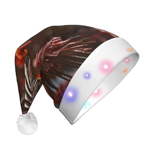 BREAUX Weihnachtsmannmütze, Flanell, Weihnachtsmannmütze, Unisex, mit LED-Lichtern, Plüschkappe von BREAUX
