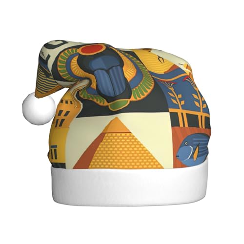 BREAUX Weihnachtsmütze aus der antiken Ägypten-Serie mit Aufdruck, Weihnachtsmannmütze für Erwachsene, Uni, bequem, Weihnachtsmütze für Neujahr, festliche Party BREAUX Weihnachtsmütze aus der antiken Ägypten-Serie mit Aufdruck, Weihnachtsmannmütze für Erwachsene, Uni, bequem, Weihnachtsmütze für Neujahr, festliche Party von BREAUX