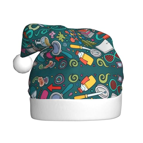 BREAUX Weihnachtsmütze mit Cartoon-Wissenschaftsthema, Weihnachtsmannmütze für Erwachsene, Uni, bequem, Weihnachtsmütze für Neujahr, festliche Party BREAUX Weihnachtsmütze mit Cartoon-Wissenschaftsthema, Weihnachtsmannmütze für Erwachsene, Uni, bequem, Weihnachtsmütze für Neujahr, festliche Party von BREAUX