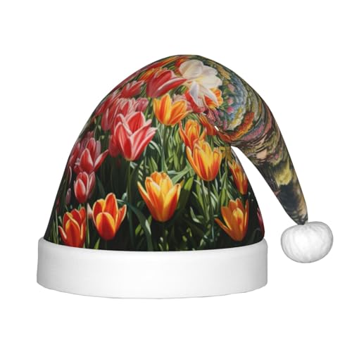 BREAUX Weihnachtsmütze mit Tulpenmotiv und Garten-Druck, Weihnachtsmütze, Weihnachten, Neujahr, festliches Partyzubehör BREAUX Weihnachtsmütze mit Tulpenmotiv und Garten-Druck, Weihnachtsmütze, Weihnachten, Neujahr, festliches Partyzubehör von BREAUX