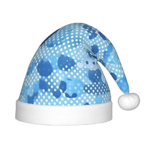 BREAUX Weihnachtsmütze mit blauem Punktemuster, Weihnachtsmütze, Weihnachten, Neujahr, festliches Partyzubehör von BREAUX