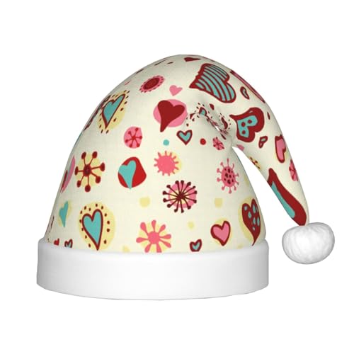 BREAUX Weihnachtsmütze mit buntem Herzmuster, Weihnachtsmütze, Weihnachten, Neujahr, festliches Partyzubehör BREAUX Weihnachtsmütze mit buntem Herzmuster, Weihnachtsmütze, Weihnachten, Neujahr, festliches Partyzubehör von BREAUX