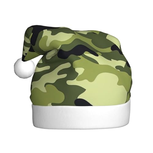 BREAUX Weihnachtsmütze mit grünem Aufdruck, Weihnachtsmannmütze für Erwachsene, Uni, bequem, Weihnachtsmütze für Neujahr, festliche Party von BREAUX