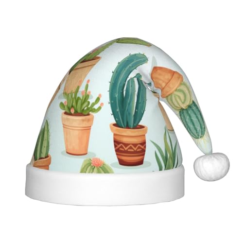 BREAUX Weihnachtsmütze mit niedlichem Kaktusdruck, Weihnachtsmütze, Weihnachten, Neujahr, festliches Partyzubehör von BREAUX