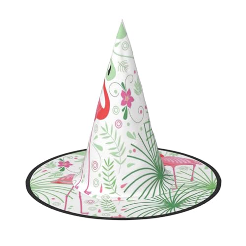 Blumen-Flamingo-Botanik-Druck, Halloween-Hexen- und Zaubererhut, Hexenkostüm für Themendekoration, Halloween-Party von BREAUX