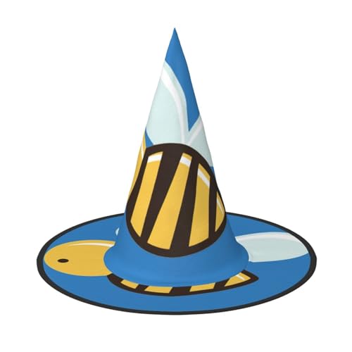 Cartoon-Bienen-Druck, Halloween-Hexen- und Zaubererhut, Hexenkostüm für Themendekoration, Halloween-Party Cartoon-Bienen-Druck, Halloween-Hexen- und Zaubererhut, Hexenkostüm für Themendekoration, Halloween-Party von BREAUX