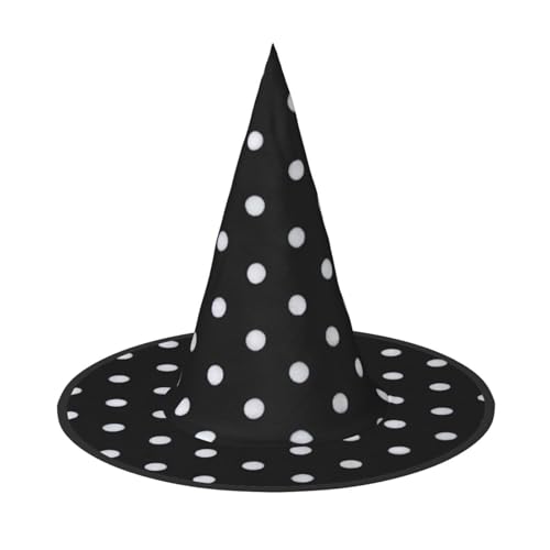Schwarz-weißes Hexenkostüm mit großem Punkt-Druck, Hexe und Zaubererhut, Hexenkostüm für Themendekoration, Halloween-Party Schwarz-weißes Hexenkostüm mit großem Punkt-Druck, Hexe und Zaubererhut, Hexenkostüm für Themendekoration, Halloween-Party von BREAUX