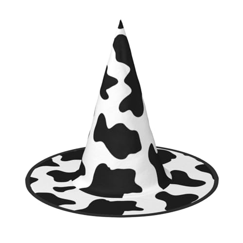 Schwarz-weißes Kuh-Druck, Halloween-Hexen- und Zaubererhut, Hexenkostüm für Themendekoration, Halloween-Party Schwarz-weißes Kuh-Druck, Halloween-Hexen- und Zaubererhut, Hexenkostüm für Themendekoration, Halloween-Party von BREAUX