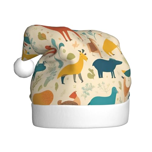 Weihnachtsmütze mit Tiermuster, Weihnachtsmannmütze für Erwachsene, Uni, bequem, Weihnachtsmütze für Neujahr, festliche Party Weihnachtsmütze mit Tiermuster, Weihnachtsmannmütze für Erwachsene, Uni, bequem, Weihnachtsmütze für Neujahr, festliche Party von BREAUX