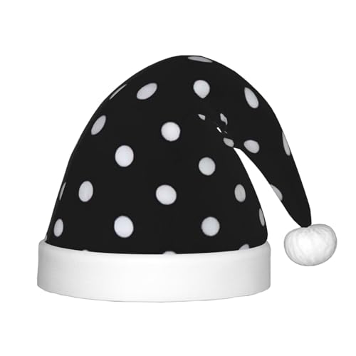 Weihnachtsmütze mit großem Punktemuster, Schwarz und Weiß von BREAUX
