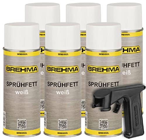 6x BREHMA Weisses Sprühfett mit PTFE -50°C bis +170°C, Schmierfett, Schmiermittel mit Griff 6x BREHMA Weisses Sprühfett mit PTFE -50°C bis +170°C, Schmierfett, Schmiermittel mit Griff von BREHMA