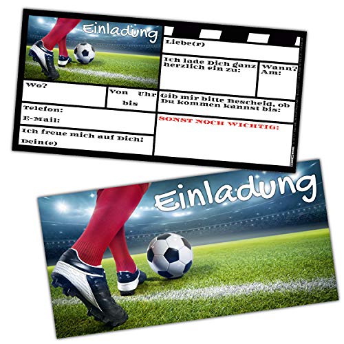 12 Fussball Einladungskarten im Set zum Kinder-Geburtstag oder Fußball-Party - Einladungen für Jungen Mädchen Teenager & Erwachsene von BREITENWERK von BREITENWERK