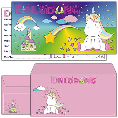 BREITENWERK 12-er Set EINHORN Einladungskarten mit Umschlag zum Kindergeburtstag oder Party - Einhorn Einladungen für Kinder Teenager Erwachsene BREITENWERK 12-er Set EINHORN Einladungskarten mit Umschlag zum Kindergeburtstag oder Party - Einhorn Einladungen für Kinder Teenager Erwachsene von BREITENWERK