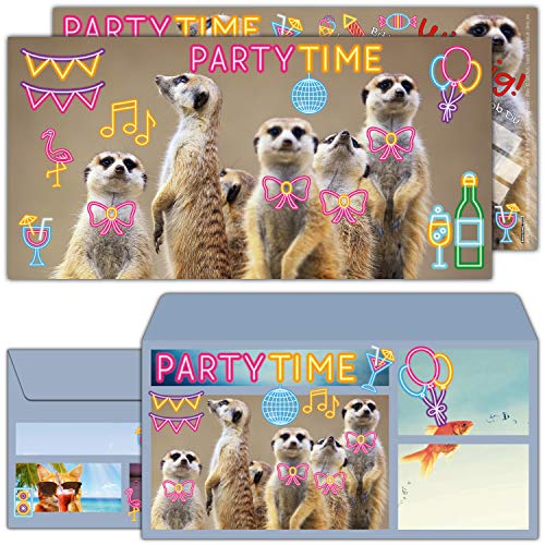 12er Set ERDMÄNNCHEN PARTY Einladungskarten mit Umschlag zum Kinder-Geburtstag - Party Einladungen für Kinder Teenager & Erwachsene von BREITENWERK von BREITENWERK