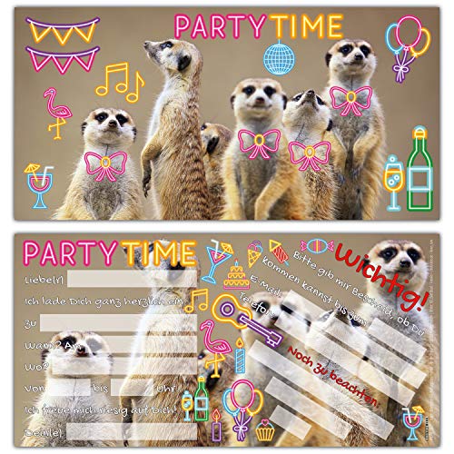 12er Set PARTY-ERDMÄNNCHEN Einladungskarten - lustige Einladungen zum Kinder-Geburtstag oder Party für Mädchen Jungen & Erwachsene von BREITENWERK von BREITENWERK