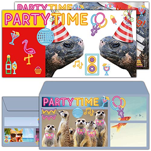 BREITENWERK 12er Set Schildkröten Einladungskarten mit Umschlag zum Kindergeburtstag oder Party - Einladungen für Kinder, Teenager & Erwachsene von BREITENWERK