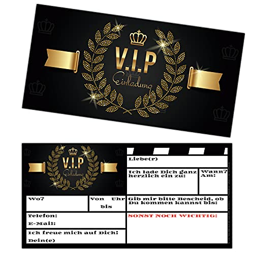 BREITENWERK 15er Karten-Set VIP EINLADUNG - Premium Einladungskarten zum Ausfüllen für VIP Party Silvester Geburtstag Jungen Mädchen Erwachsene von BREITENWERK