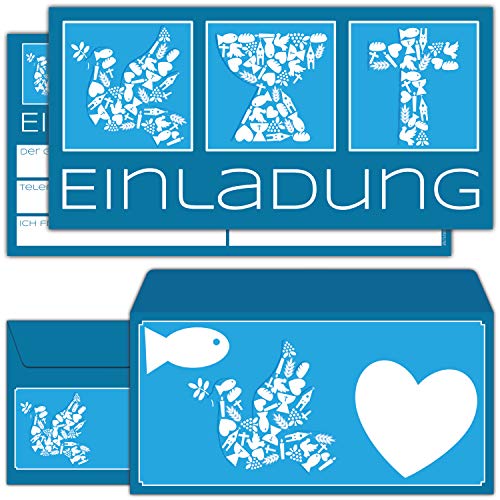 15er Set Einladungskarten Kommunion Konfirmation Taufe SYMBOLE zum Ausfüllen mit Umschlag - edle Einladungen für Jungen und Mädchen von BREITENWERK 15er Set Einladungskarten Kommunion Konfirmation Taufe SYMBOLE zum Ausfüllen mit Umschlag - edle Einladungen für Jungen und Mädchen von BREITENWERK von BREITENWERK