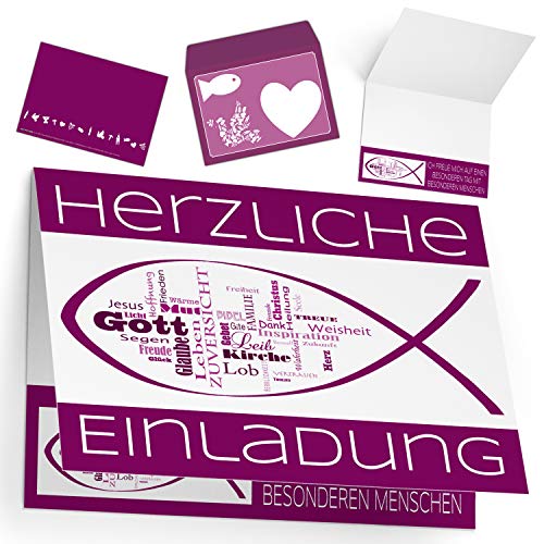 15er Set Einladungskarten Kommunion Konfirmation Taufe mit Umschlag WORTWOLKE - lila Klappkarten für Mädchen Jungen Einladung Karten von BREITENWERK 15er Set Einladungskarten Kommunion Konfirmation Taufe mit Umschlag WORTWOLKE - lila Klappkarten für Mädchen Jungen Einladung Karten von BREITENWERK von BREITENWERK