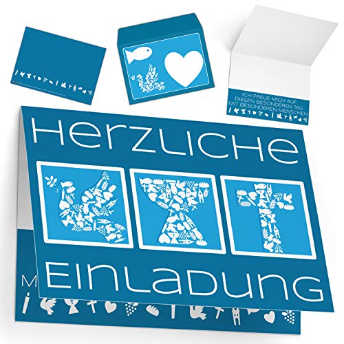 15er Set Einladungskarten Konfirmation Kommunion Taufe mit Umschlag SYMBOLE - edle Klappkarten für Jungen & Mädchen Einladung Karten von BREITENWERK 15er Set Einladungskarten Konfirmation Kommunion Taufe mit Umschlag SYMBOLE - edle Klappkarten für Jungen & Mädchen Einladung Karten von BREITENWERK von BREITENWERK