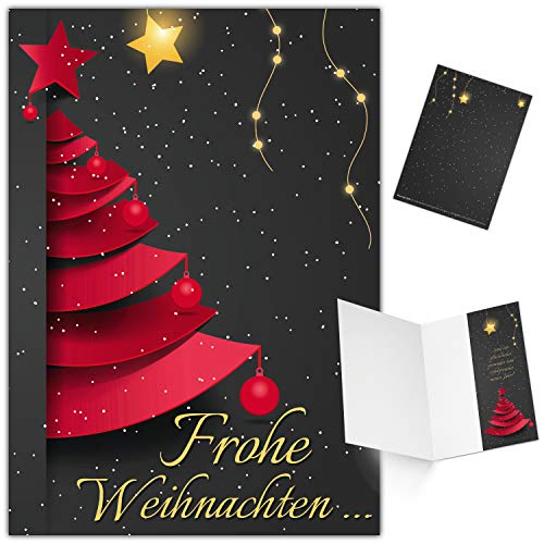 BREITENWERK 25er XL-Set WEIHNACHTSBAUM Weihnachtskarten zum Aufklappen - edle Klappkarten ideal privat & geschäftlich - Frohe Weihnachten Karten von BREITENWERK