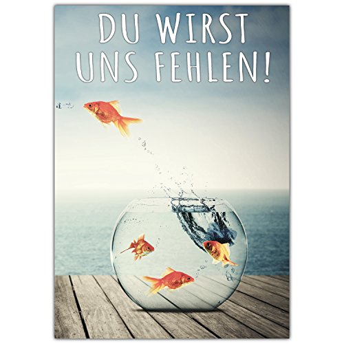 BREITENWERK A4 XXL Abschiedskarte GOLDFISCHE mit Umschlag - Klappkarte für Kollegen zur Rente Pension Mutterschaft Verabschiedung Ruhestand Karte von BREITENWERK