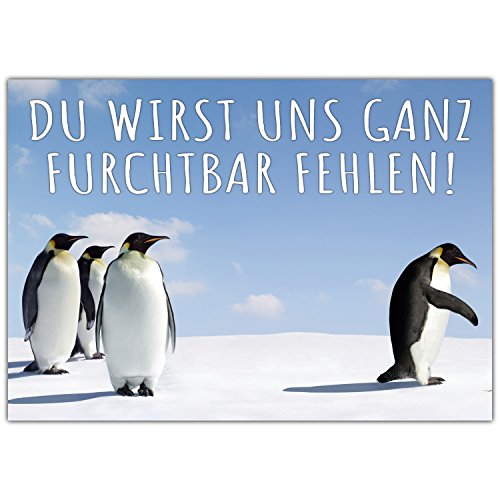 A4 XXL Abschiedskarte PINGUIN GEHT mit Umschlag - Klappkarte für Kollegen zur Rente Pension Mutterschutz Jobwechsel Ruhestand Karte von BREITENWERK von BREITENWERK