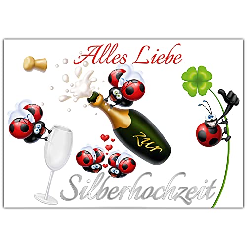 BREITENWERK A4 XXL Karte SILBERHOCHZEIT MARIENKÄFER mit Umschlag - lustige Klappkarte zum 25 Hochzeitstag - Silberne Hochzeit Glückwunschkarte BREITENWERK A4 XXL Karte SILBERHOCHZEIT MARIENKÄFER mit Umschlag - lustige Klappkarte zum 25 Hochzeitstag - Silberne Hochzeit Glückwunschkarte von BREITENWERK