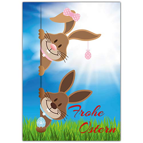 BREITENWERK A4 XXL Osterkarte OSTERHASE & OSTERHÄSIN mit Umschlag - edle Klappkarte für liebe Kollegen Freunde Verwandte - Frohe Ostern Karte von BREITENWERK