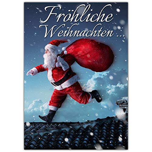 BREITENWERK A4 XXL Weihnachtskarte WEIHNACHTSMANN mit Umschlag - edle Klappkarte für Kollegen Freunde Verwandte - Fröhliche Weihnachten Karte von BREITENWERK