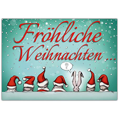BREITENWERK A4 XXL Weihnachtskarte WEIHNACHTSMÜTZEN mit Umschlag - lustige Klappkarte für Kollegen Freunde Verwandte - Frohe Weihnachten Karte von BREITENWERK