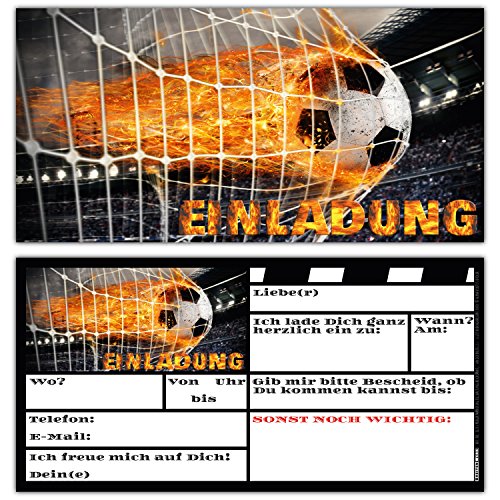 BREITENWERK 12 Fussball Einladungskarten im Karten-Set zum Kinder-Geburtstag oder Fußball-Party - Einladungen für Jungen Mädchen und Erwachsene von BREITENWERK