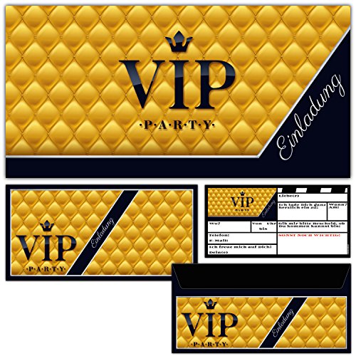 BREITENWERK 12er Set VIP Einladungskarten mit passenden Umschlägen - edle Premium Einladungen für VIP Party Event Kinder-Geburtstag & Erwachsene von BREITENWERK