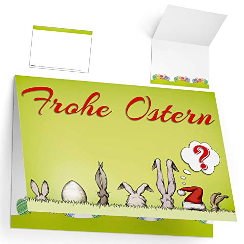 BREITENWERK Osterkarten Set (12 Stück) OSTERMÜTZE - lustige und edle Premium Klappkarten - ideal privat & geschäftlich - Frohe Ostern Karten von BREITENWERK