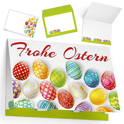 BREITENWERK Osterkarten mit Umschlag (15er Set) EDLE OSTEREIER - edle Premium Klappkarten - ideal privat und geschäftlich - Frohe Ostern Karten von BREITENWERK