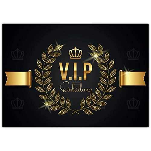 V.I.P. EINLADUNG XXL A4 Einladungskarte mit Umschlag - edle Premium Klappkarte in Schwarz & Gold für VIP Party Event Geburtstag Karte von BREITENWERK von BREITENWERK