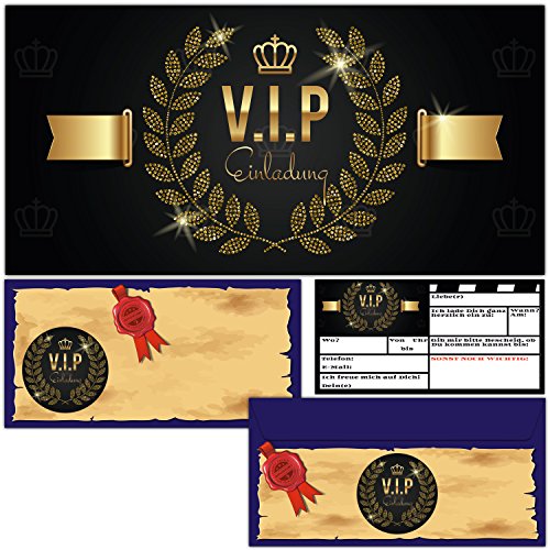 BREITENWERK VIP EINLADUNG Set (12 Karten + 12 Umschläge) Premium Einladungskarten für VIP Party Silvester Geburtstag Jungen Mädchen Erwachsene von BREITENWERK