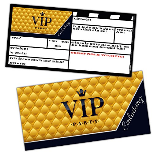 BREITENWERK VIP Einladungskarten Set XL (24 Stück) edle Premium Einladungen für VIP-Party Event Kinder-Geburtstag für Jungen Mädchen & Erwachsene von BREITENWERK
