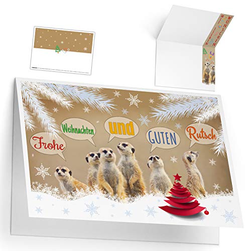 BREITENWERK Weihnachtskarten Set (12 Stück) ERDMÄNNCHEN - lustige Premium Klappkarten - ideal privat & geschäftlich - Frohe Weihnachten Karten von BREITENWERK